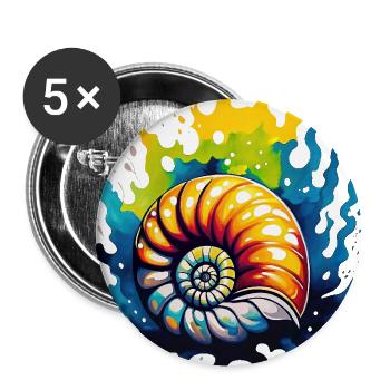 Geologie - Fossil - Buttons groß 56 mm (5er Pack) - Weiß - Vorne
