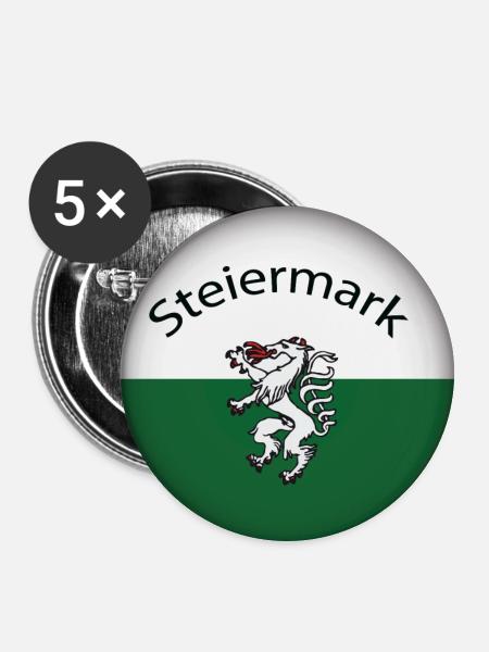 Steiermark Button - Buttons groß 56 mm (5er Pack) - Weiß