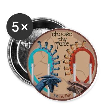 Duelling Dragons - Choose Thy Fate Coaster Design - Buttons large 2.2''/56 mm (5-pack) - white - Front