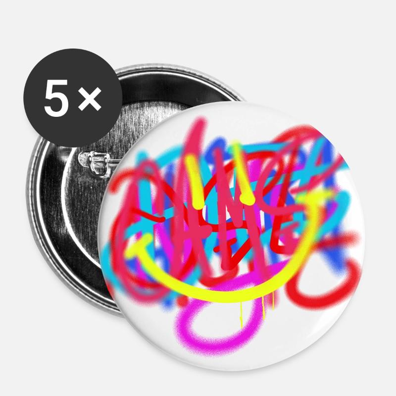 Original graffiti tag art - Buttons large 2.2''/56 mm (5-pack) - white