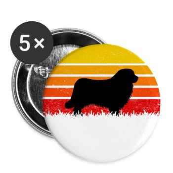 Chiens de Terre-Neuve Sunset - Lot de 5 grands badges (56 mm) - blanc - Devant