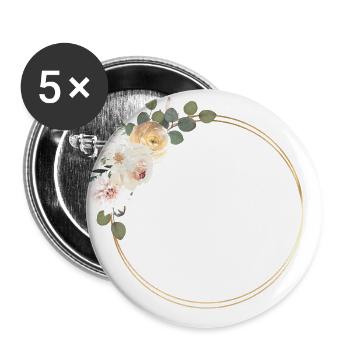 Spring Floral Circle customizable - Buttons large 2.2''/56 mm (5-pack) - white - Front