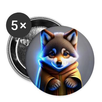 Fantasy baby wolf in golden brown robe - Buttons large 2.2''/56 mm (5-pack) - white - Front