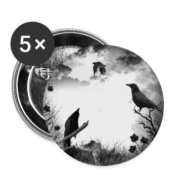 Gothique, corbeaux, corbeaux - Lot de 5 grands badges (56 mm) - blanc - Devant