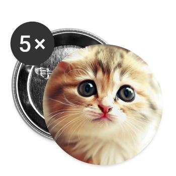 cute cat - Buttons large 2.2''/56 mm (5-pack) - white - Front