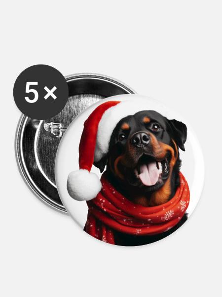 Rottweiler Merry Christmas - Buttons large 2.2''/56 mm (5-pack) - white