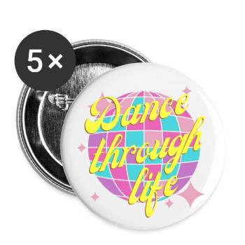 Dance through life pink yellow Dance through life - Buttons large 2.2''/56 mm (5-pack) - white - Front