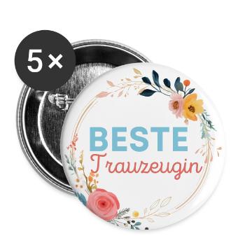 Beste Trauzeugin! personalisierbar - Buttons groß 56 mm (5er Pack) - Weiß - Vorne