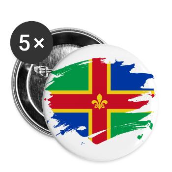 Éclaboussures de peinture du drapeau du Lincolnshire - Lot de 5 grands badges (56 mm) - blanc - Devant
