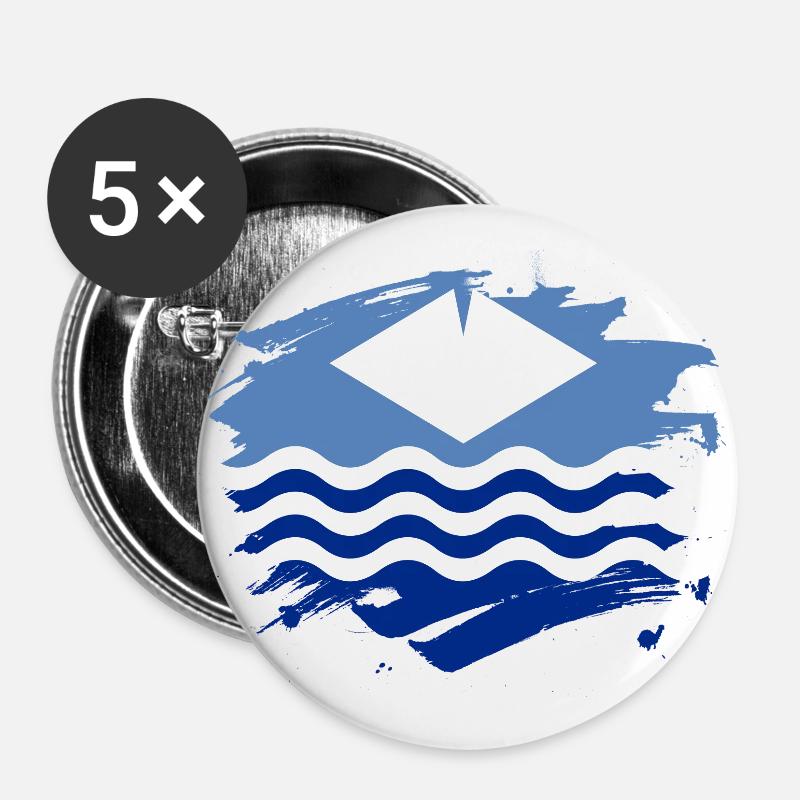Isle of Wight Flag Paint Splatter Design - Buttons large 2.2''/56 mm (5-pack) - white