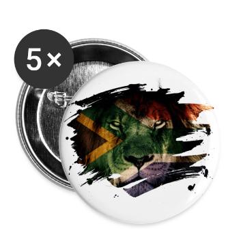 South Africa Flag & African Lion Picture - Buttons large 2.2''/56 mm (5-pack) - white - Front
