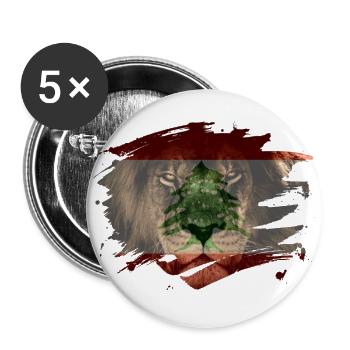 Éclaboussures de peinture drapeau du lion du Liban - Lot de 5 grands badges (56 mm) - blanc - Devant