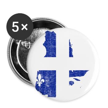 Forme et drapeau de la carte du Québec - Lot de 5 grands badges (56 mm) - blanc - Devant