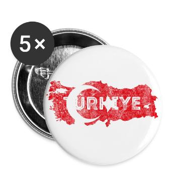 Türkei Kartenform und Flagge - Buttons groß 56 mm (5er Pack) - Weiß - Vorne