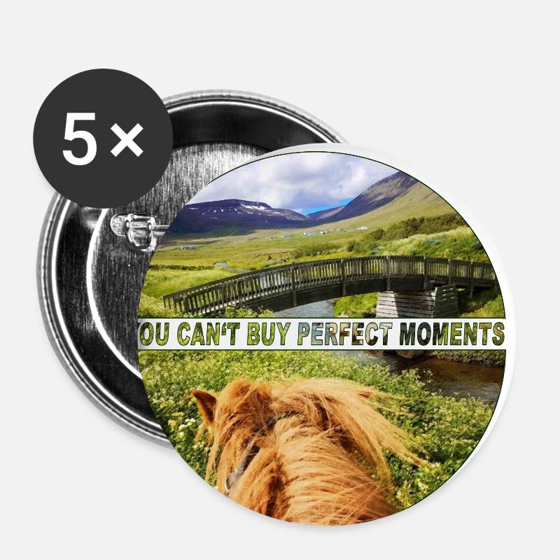 Horseback riding in nature! - Buttons large 2.2''/56 mm (5-pack) - white