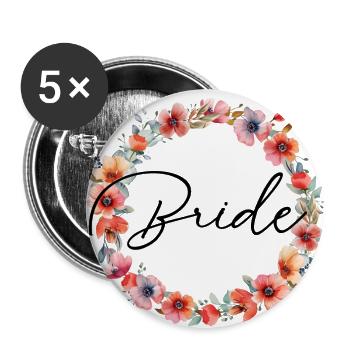 Team Bride! Personalisierbar - Buttons groß 56 mm (5er Pack) - Weiß - Vorne