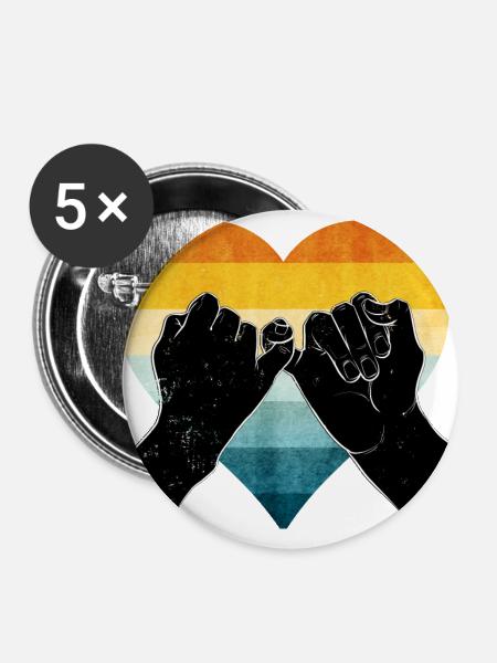 Freundschaft - Buttons groß 56 mm (5er Pack) - Weiß