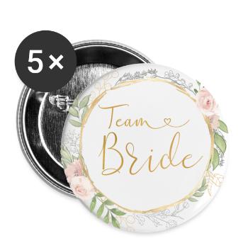 Team Bride! Pastel Boho Blumen Kreis - Buttons groß 56 mm (5er Pack) - Weiß - Vorne