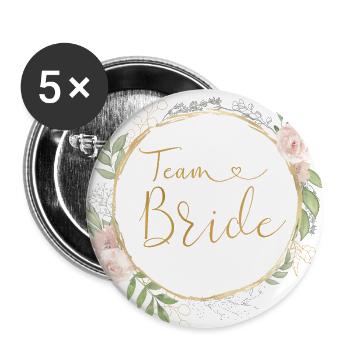 Team Bride! Pastel Boho Blumen Kreis - Buttons groß 56 mm (5er Pack) - Weiß - Vorne