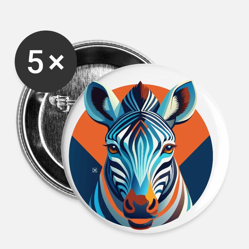 Zebra - Buttons groß 56 mm (5er Pack) - Weiß