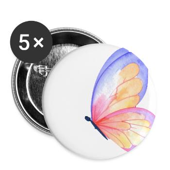 Papillon, Coloré, Aquarelle, Peinture - Lot de 5 grands badges (56 mm) - blanc - Devant