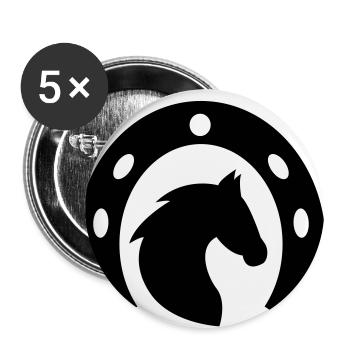 Horse with horseshoes, horses, riding, equitation - Buttons large 2.2''/56 mm (5-pack) - white - Front