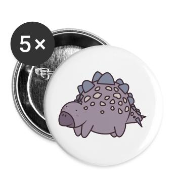 Old dinosaur Stegosaurus - Buttons large 2.2''/56 mm (5-pack) - white - Front