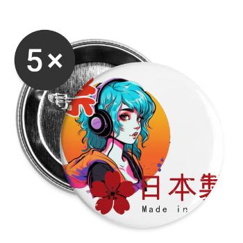 Anime Vibes - Made in Japan - Buttons large 2.2''/56 mm (5-pack) - white - Front
