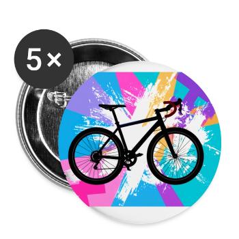 illustration,mountain bike,road bike,graffiti,pink - Buttons large 2.2''/56 mm (5-pack) - white - Front
