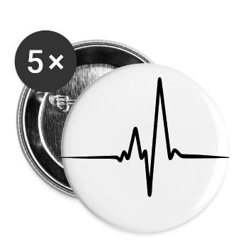 fréquence cardiaque,pulsation,cœur,battement - Lot de 5 grands badges (56 mm) - blanc - Devant