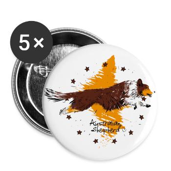 red Australian Shepherd - Buttons groß 56 mm (5er Pack) - Weiß - Vorne
