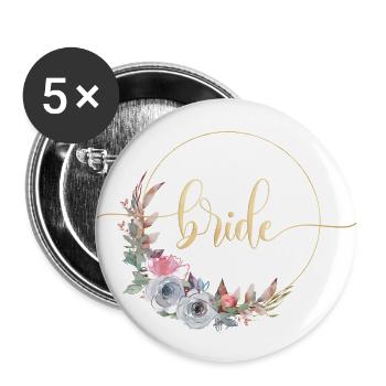 Flower Circle Team Bride customizable - Buttons large 2.2''/56 mm (5-pack) - white - Front