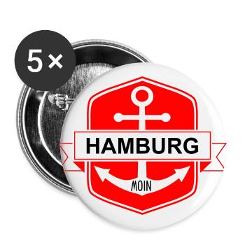 Hamburger Ankerplatz - Buttons groß 56 mm (5er Pack) - Weiß - Vorne