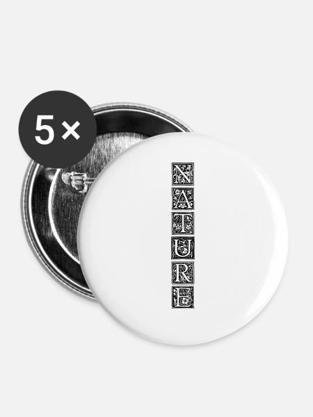 Natur | Symbol | Blumen | Muster - Buttons groß 56 mm (5er Pack) - Weiß