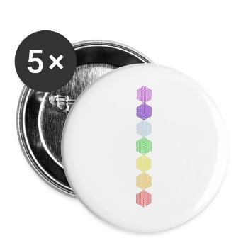 Fleur de Vie - 5ème Dimension - 7 Chakras - Lot de 5 grands badges (56 mm) - blanc - Devant