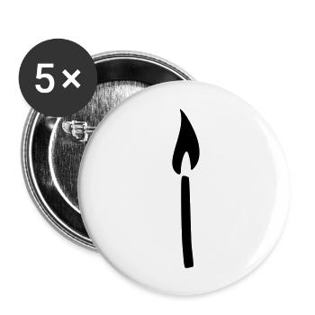 Streichholz Kerze - Buttons groß 56 mm (5er Pack) - Weiß - Vorne