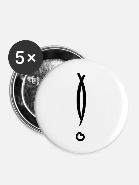 Dekoratives Ausrufezeichen. Handgezeichnet. - Buttons groß 56 mm (5er Pack) - Weiß