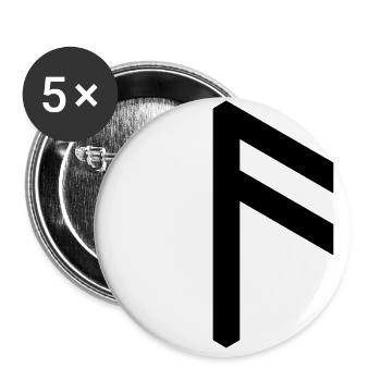 Rune: Ansuz ᚨ (A) Ase, Quantum Runes Futhark 0 © - Buttons groß 56 mm (5er Pack) - Weiß - Vorne