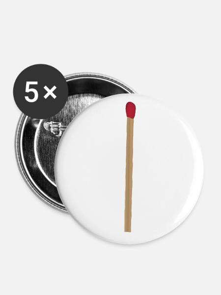 Streichholz - Buttons groß 56 mm (5er Pack) - Weiß