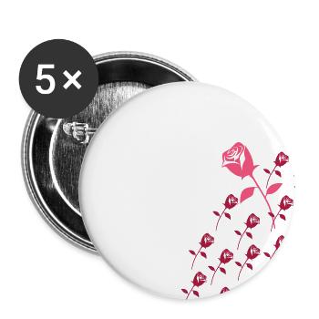 Roses - Lot de 5 grands badges (56 mm) - blanc - Devant