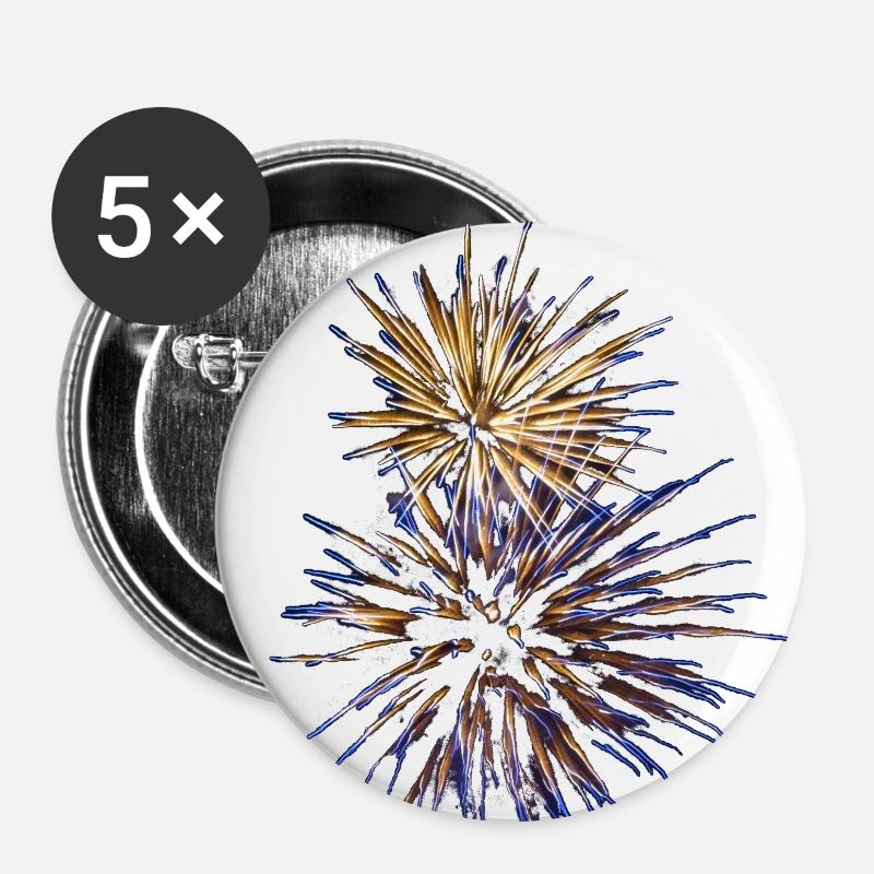 Feuerwerk II - Buttons groß 56 mm (5er Pack) - Weiß