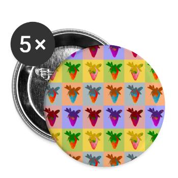 Erdbeere, Muster - Buttons groß 56 mm (5er Pack) - Weiß - Vorne