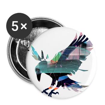 rabe,crow,bird,graffiti,red,collage,colorful,painting - Buttons large 2.2''/56 mm (5-pack) - white - Front