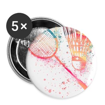 badminton,federball,aquarell, ,graffiti, - Buttons groß 56 mm (5er Pack) - Weiß - Vorne