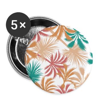 Palmen - Buttons groß 56 mm (5er Pack) - Weiß - Vorne