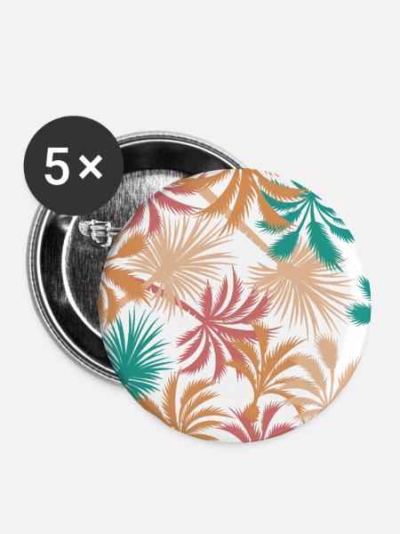 Palmen - Buttons groß 56 mm (5er Pack) - Weiß