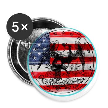 USA, stars and belts - Buttons large 2.2''/56 mm (5-pack) - white - Front