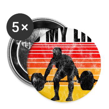 Bodybuilding is my life Bodybuilder GYM Kraftsport - Buttons groß 56 mm (5er Pack) - Weiß - Vorne