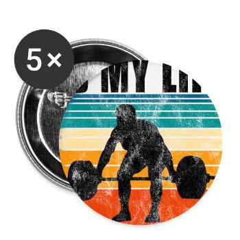 Bodybuilding is my life Bodybuilder GYM Kraftsport - Buttons groß 56 mm (5er Pack) - Weiß - Vorne