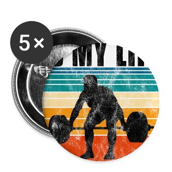 Bodybuilding is my life Bodybuilder GYM Kraftsport - Buttons groß 56 mm (5er Pack) - Weiß - Vorne